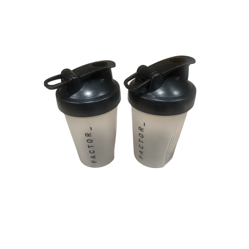 2 Pack Factor Protein Drink Shaker Blender Bottles w/ Metal Blender Ball 16oz